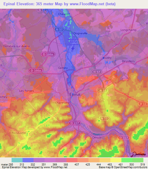 Epinal,France Elevation Map