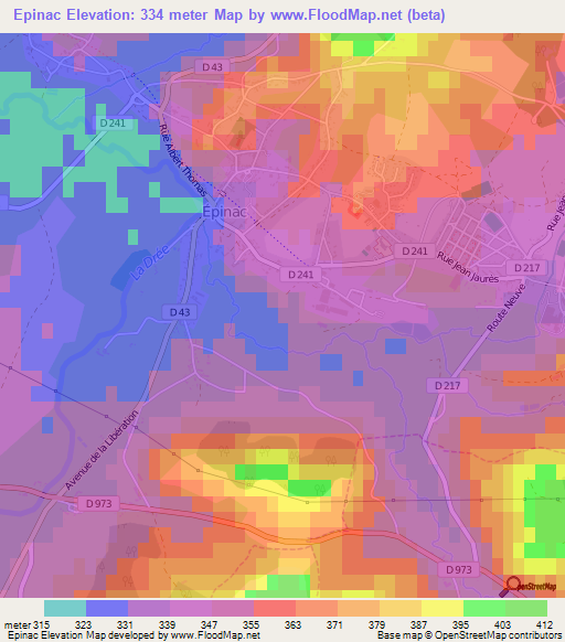 Epinac,France Elevation Map