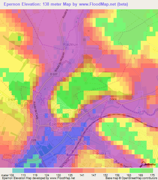 Epernon,France Elevation Map