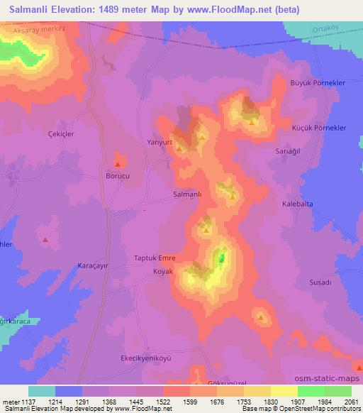 Salmanli,Turkey Elevation Map