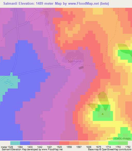 Salmanli,Turkey Elevation Map