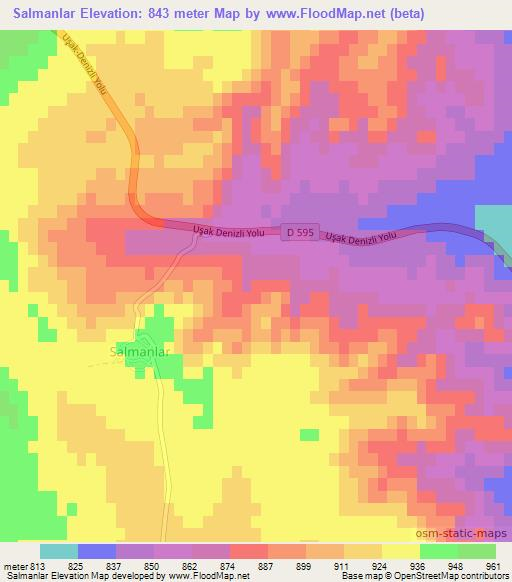 Salmanlar,Turkey Elevation Map