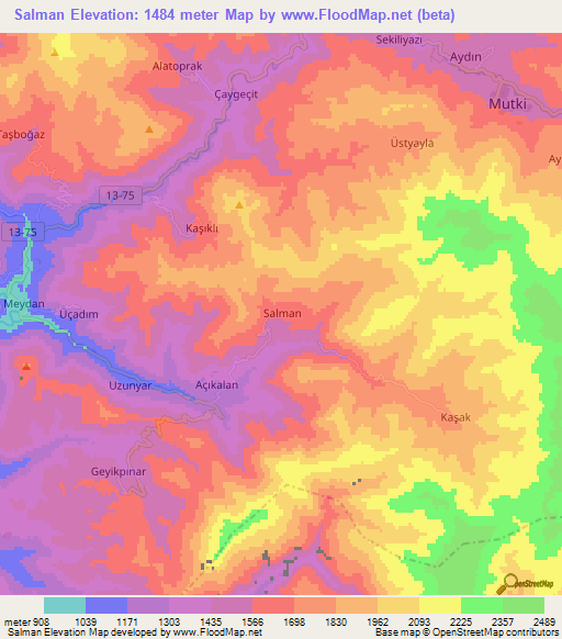 Salman,Turkey Elevation Map