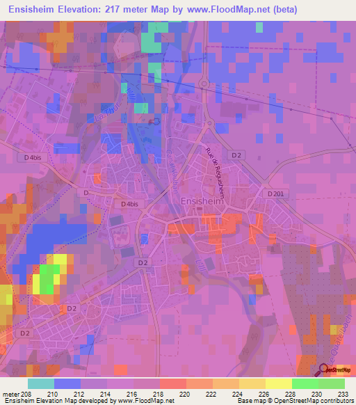 Ensisheim,France Elevation Map