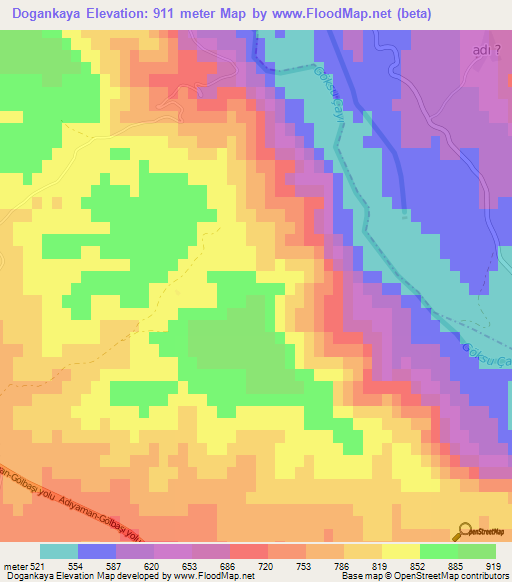 Dogankaya,Turkey Elevation Map