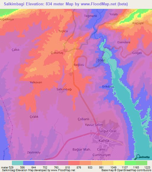 Salkimbagi,Turkey Elevation Map