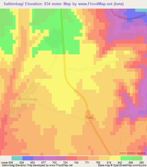 Salkimbagi,Turkey Elevation Map