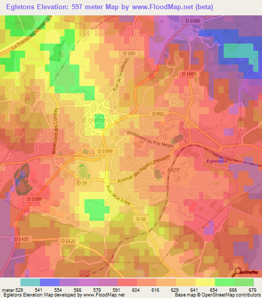 Egletons,France Elevation Map