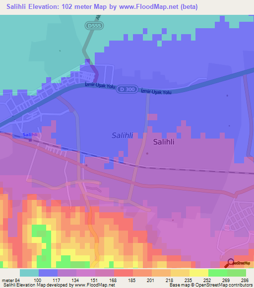 Salihli,Turkey Elevation Map