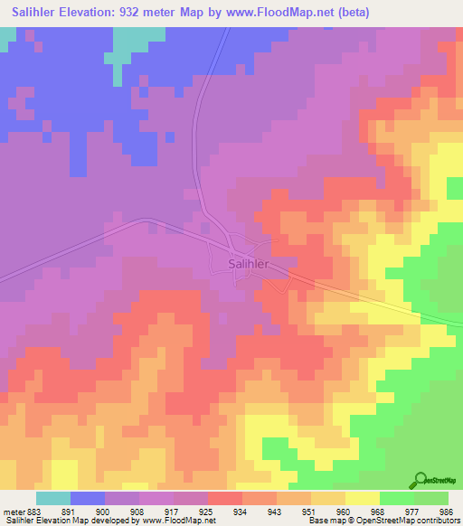 Salihler,Turkey Elevation Map