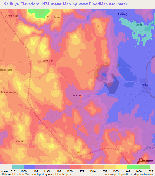 Salihiye,Turkey Elevation Map