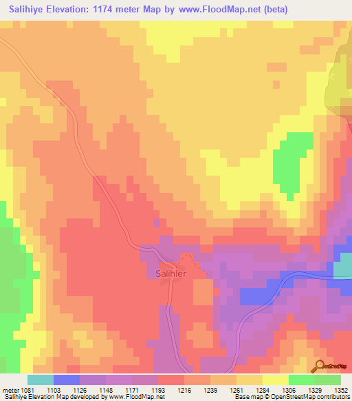 Salihiye,Turkey Elevation Map