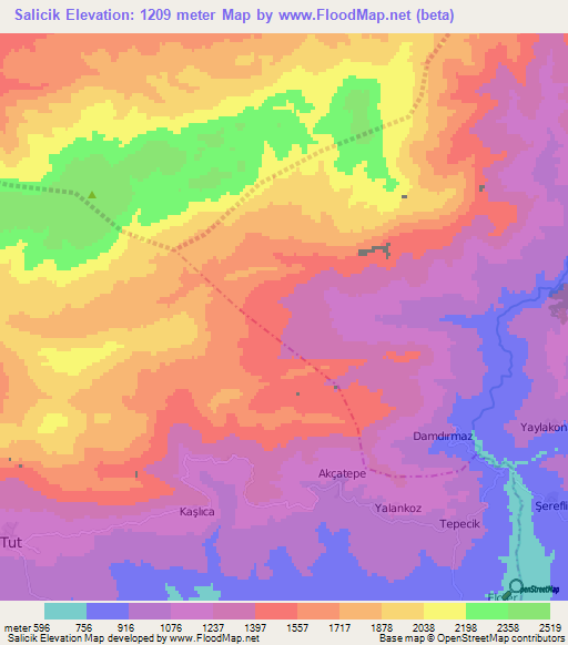 Salicik,Turkey Elevation Map