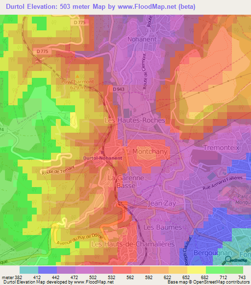 Durtol,France Elevation Map