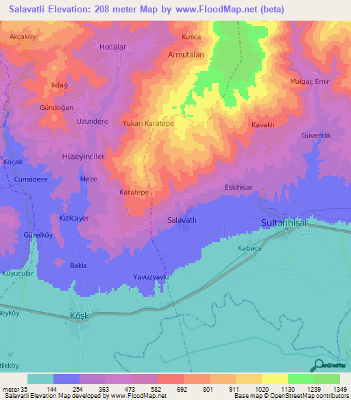 Salavatli,Turkey Elevation Map