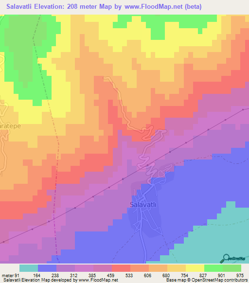 Salavatli,Turkey Elevation Map