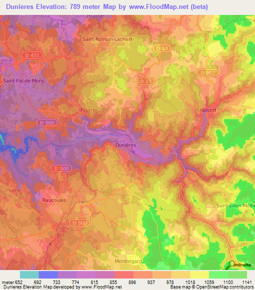 Dunieres,France Elevation Map