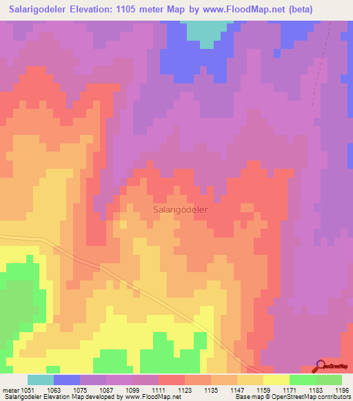 Salarigodeler,Turkey Elevation Map