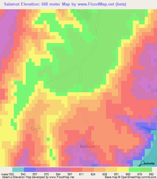 Salamut,Turkey Elevation Map