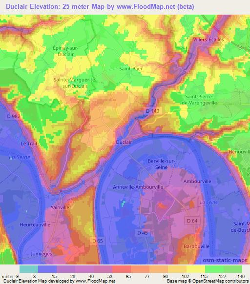 Duclair,France Elevation Map