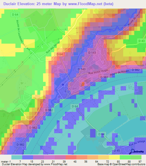 Duclair,France Elevation Map