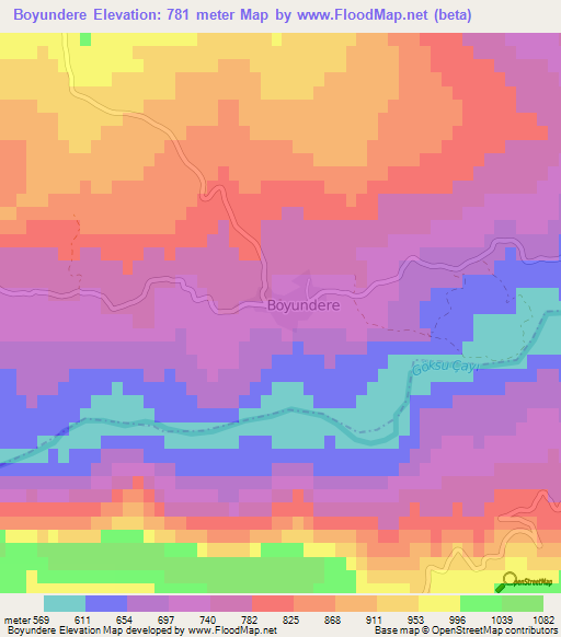 Boyundere,Turkey Elevation Map