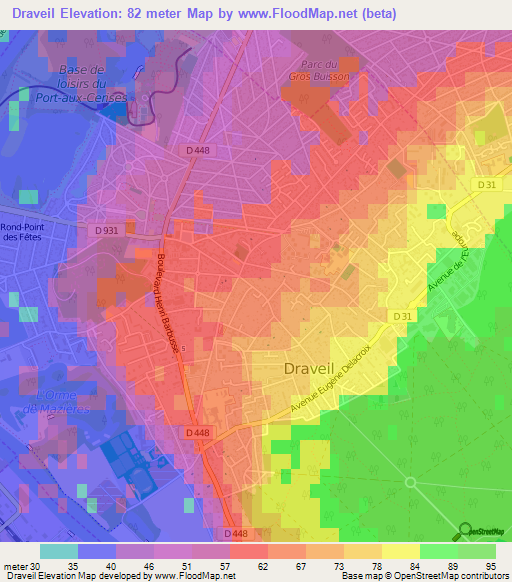 Draveil,France Elevation Map