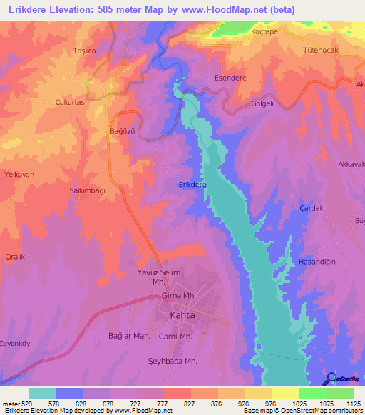 Erikdere,Turkey Elevation Map