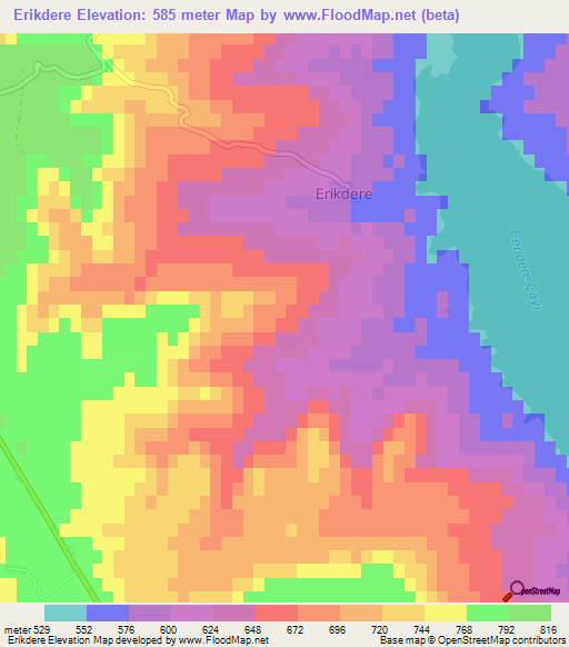 Erikdere,Turkey Elevation Map