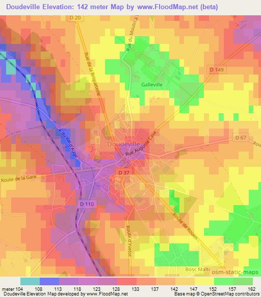 Doudeville,France Elevation Map