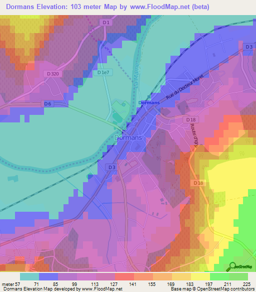 Dormans,France Elevation Map