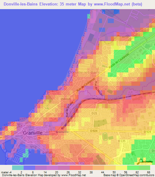 Donville-les-Bains,France Elevation Map