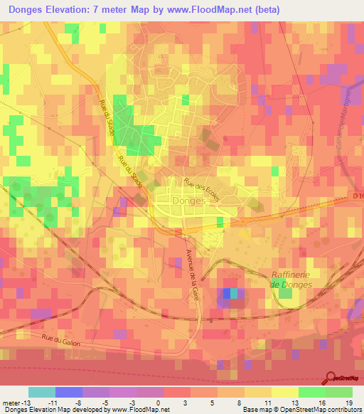 Donges,France Elevation Map