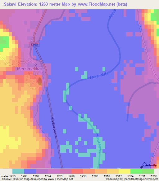 Sakavi,Turkey Elevation Map