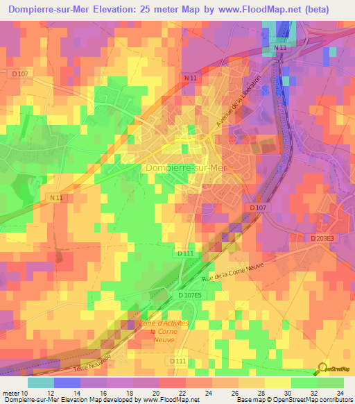 Dompierre-sur-Mer,France Elevation Map