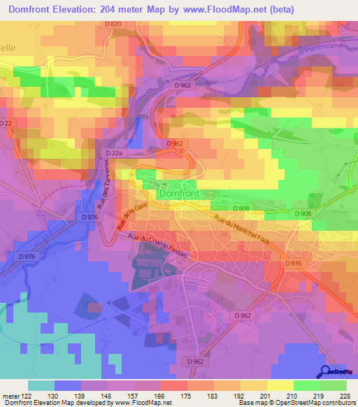 Domfront,France Elevation Map