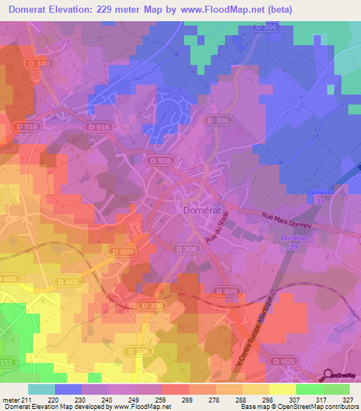 Domerat,France Elevation Map