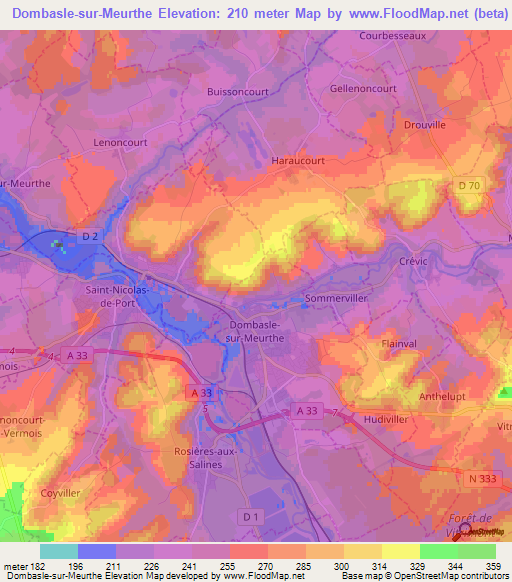 Dombasle-sur-Meurthe,France Elevation Map