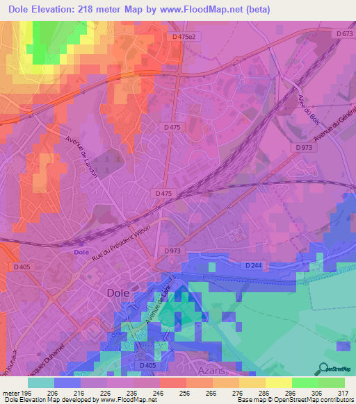 Dole,France Elevation Map