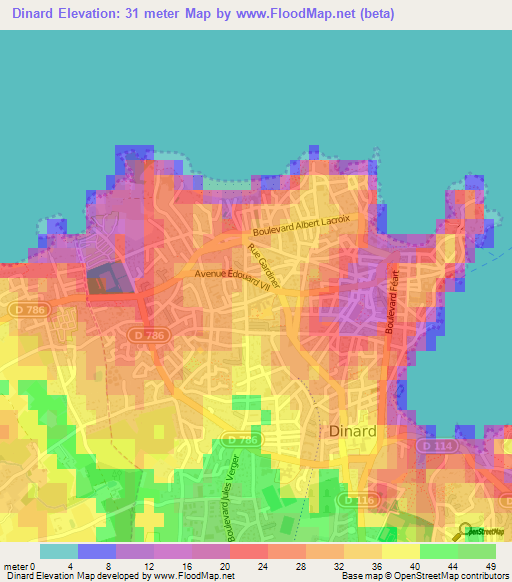 Dinard,France Elevation Map