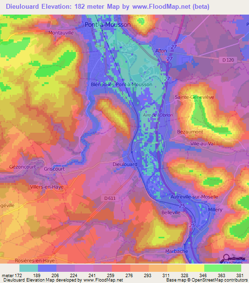 Dieulouard,France Elevation Map