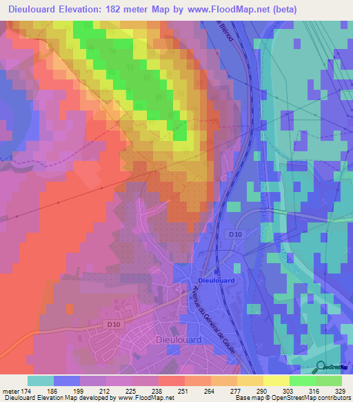 Dieulouard,France Elevation Map