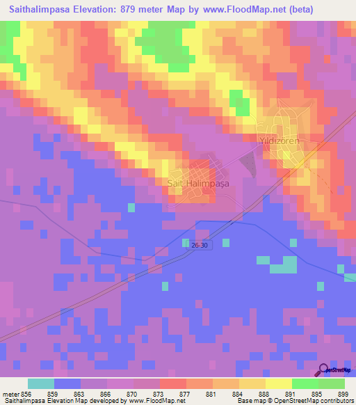 Saithalimpasa,Turkey Elevation Map