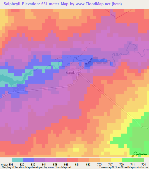 Saipbeyli,Turkey Elevation Map