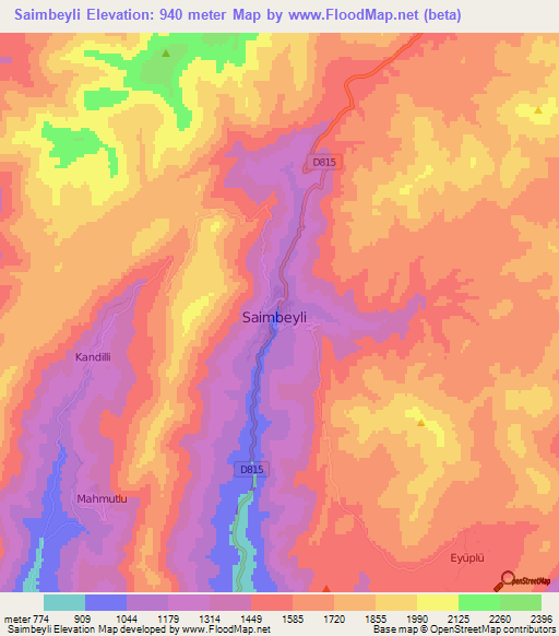 Saimbeyli,Turkey Elevation Map