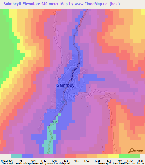 Saimbeyli,Turkey Elevation Map