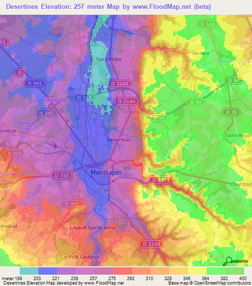 Desertines,France Elevation Map