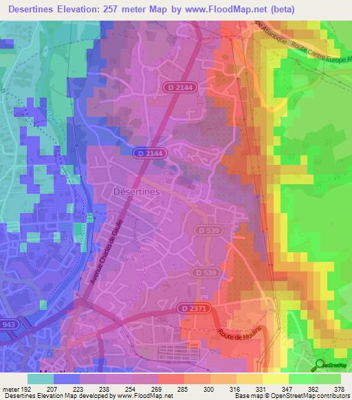 Desertines,France Elevation Map