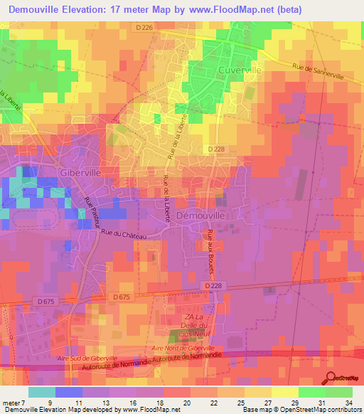 Demouville,France Elevation Map