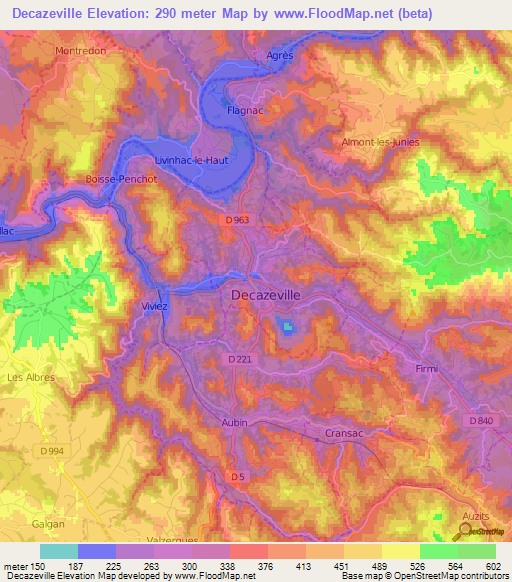 Decazeville,France Elevation Map